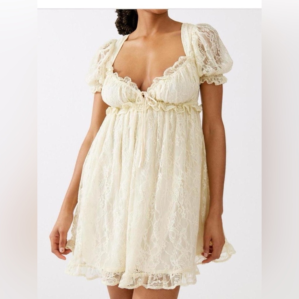 Urban Outfitters Cream Lace Mini Dress